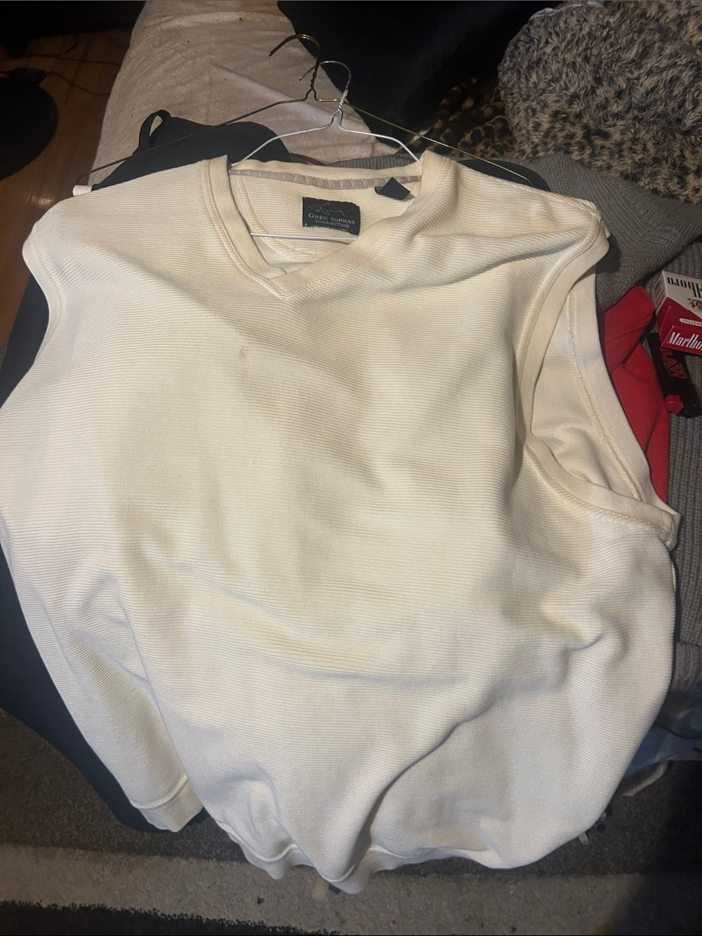 Greg Norman Collection Cream V-Neck Sweater Vest